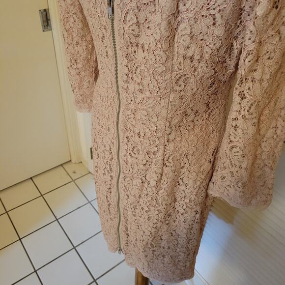 Adrianna Papell Pink Floral Lace Sheath Dress Size 12 3/4 Sleeve Formal - Picture 6 of 10